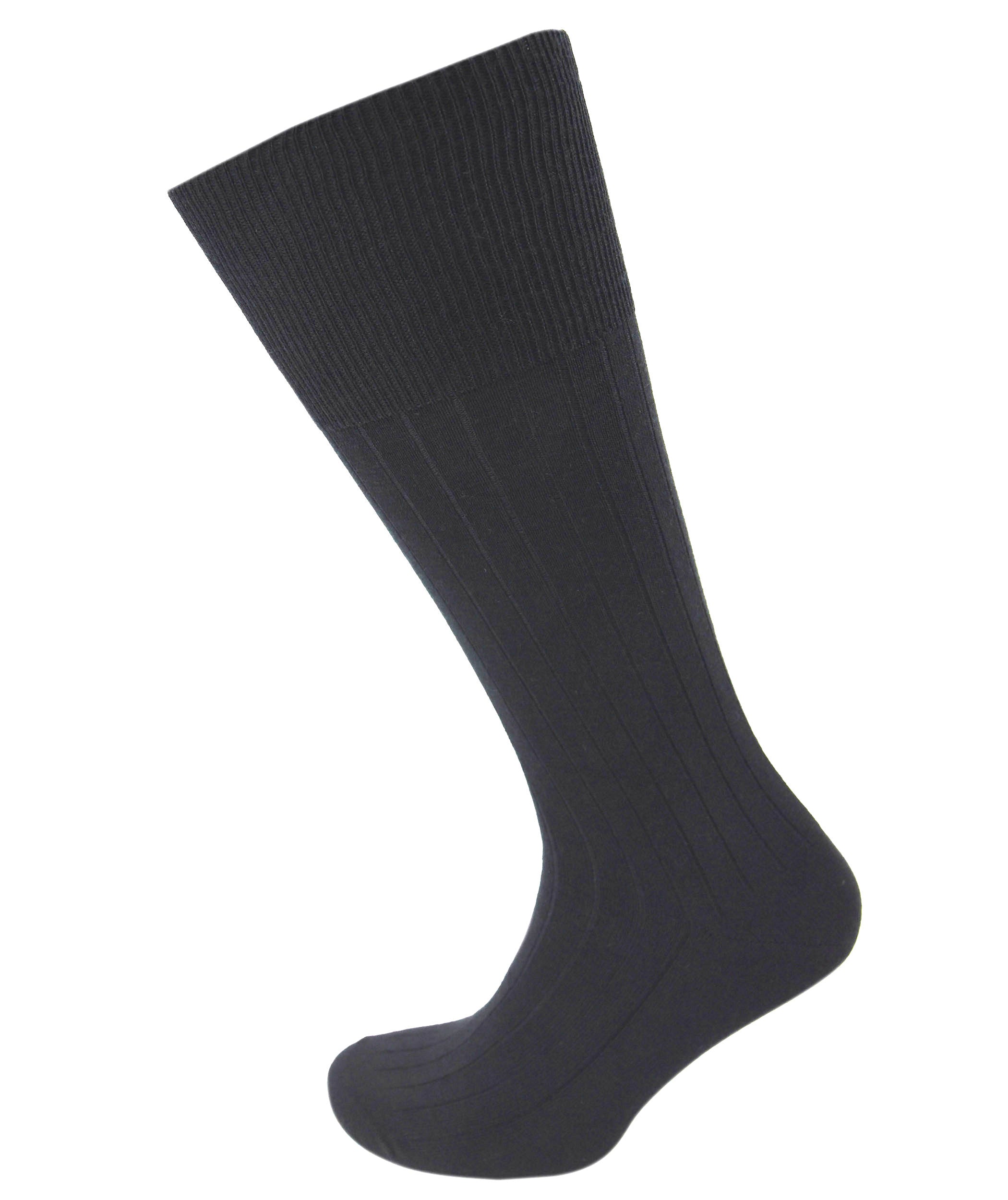 Viyella Mens Wool Half Hose Ribbed Sock With Hand Linked Toe - Black