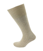 Viyella Mens Wool Half Hose Ribbed Sock With Hand Linked Toe - Natural