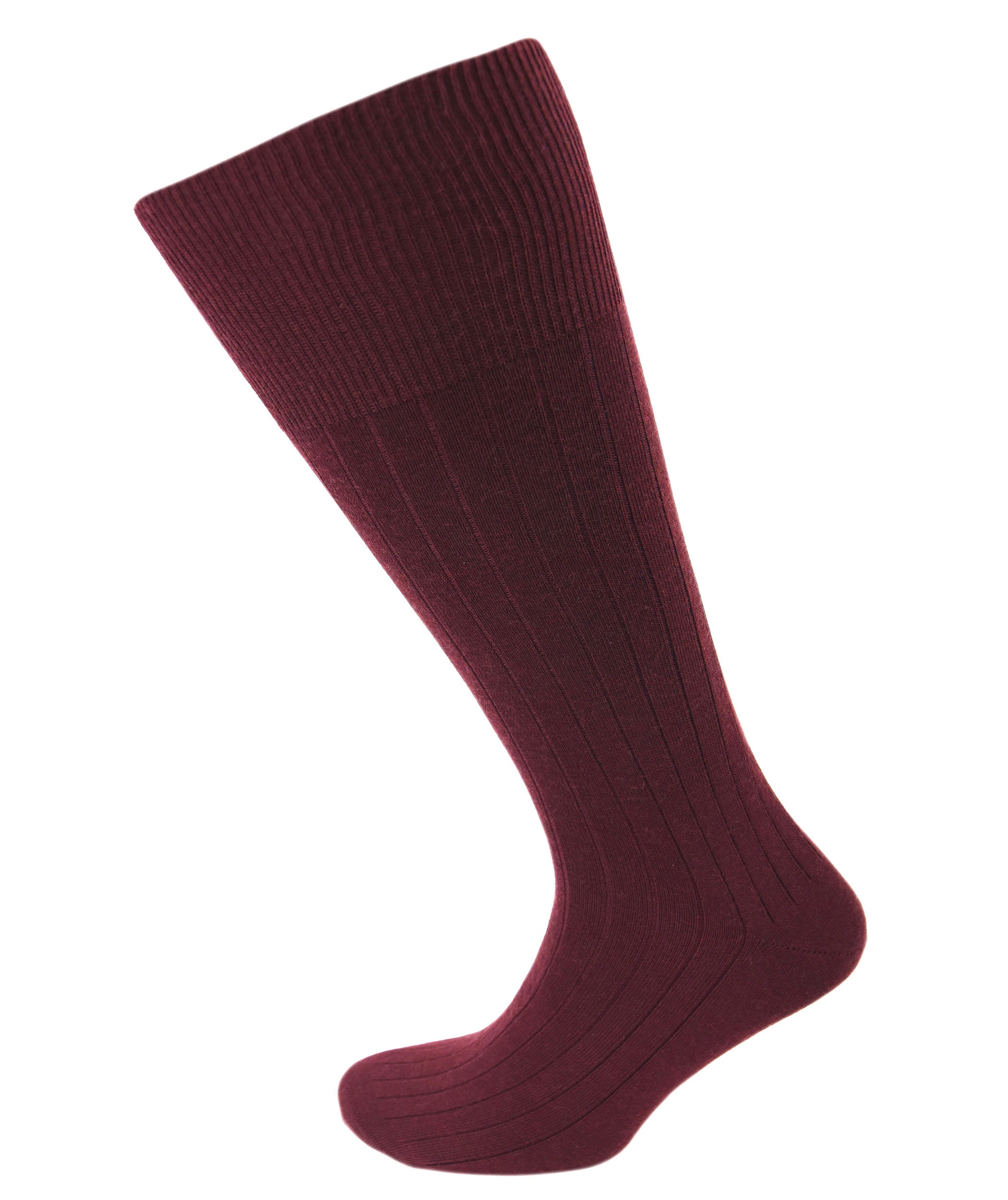 Viyella Mens Wool Half Hose Ribbed Sock With Hand Linked Toe - Mulberry