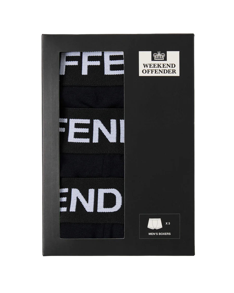 Weekend Offender Boxer Shorts Pack Of 3 Trunks - Black