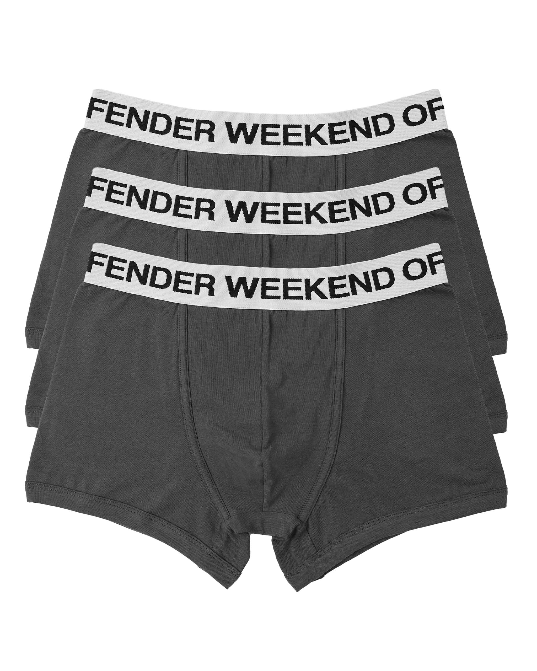 Weekend Offender Boxer Shorts 3 Pack Trunks - Dark Charcoal