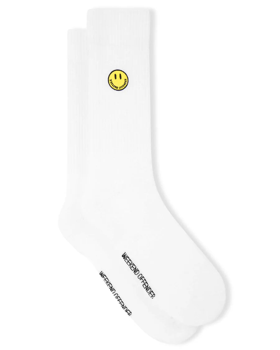 Weekend Offender - Smiley Sports Socks White (3 PAIR PACK)