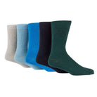 Jeff Banks Men's 5 Pack Rib Leisure Socks - Green/Blue/Black Mix