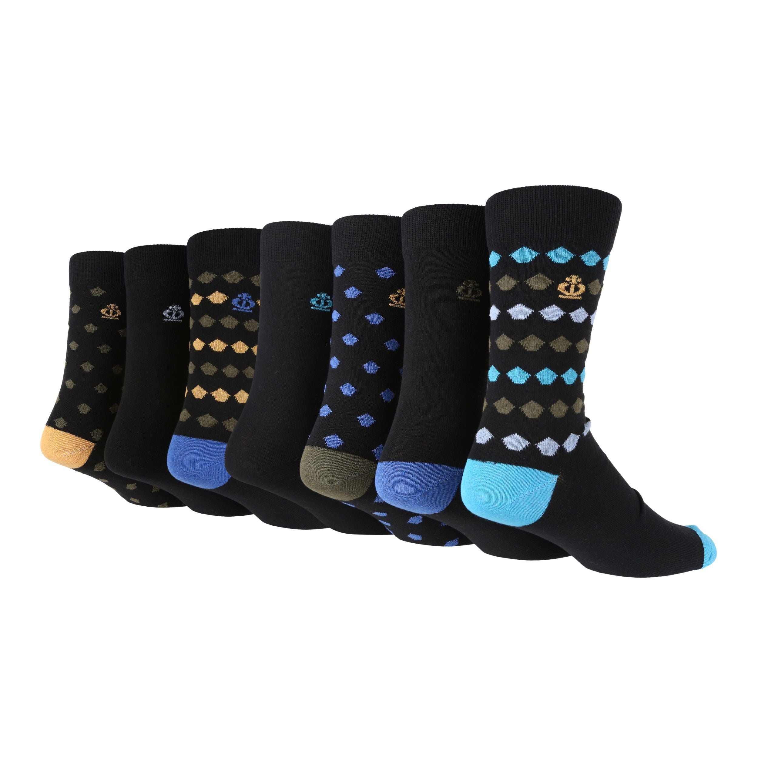 Jeff Banks Men's 7 Pack Cotton Jaquard Socks - Pentagon