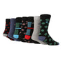 Jeff Banks Men's 7 Pack Cotton Striped Spots Socks - Black