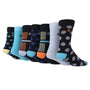 Jeff Banks Men's 7 Pack Cotton Striped Spots Socks - Navy