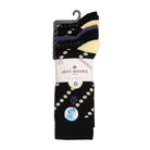 Jeff Banks Men's 7 Pack Cotton Rich Socks - Black With Yellow/Blue/Green Spots