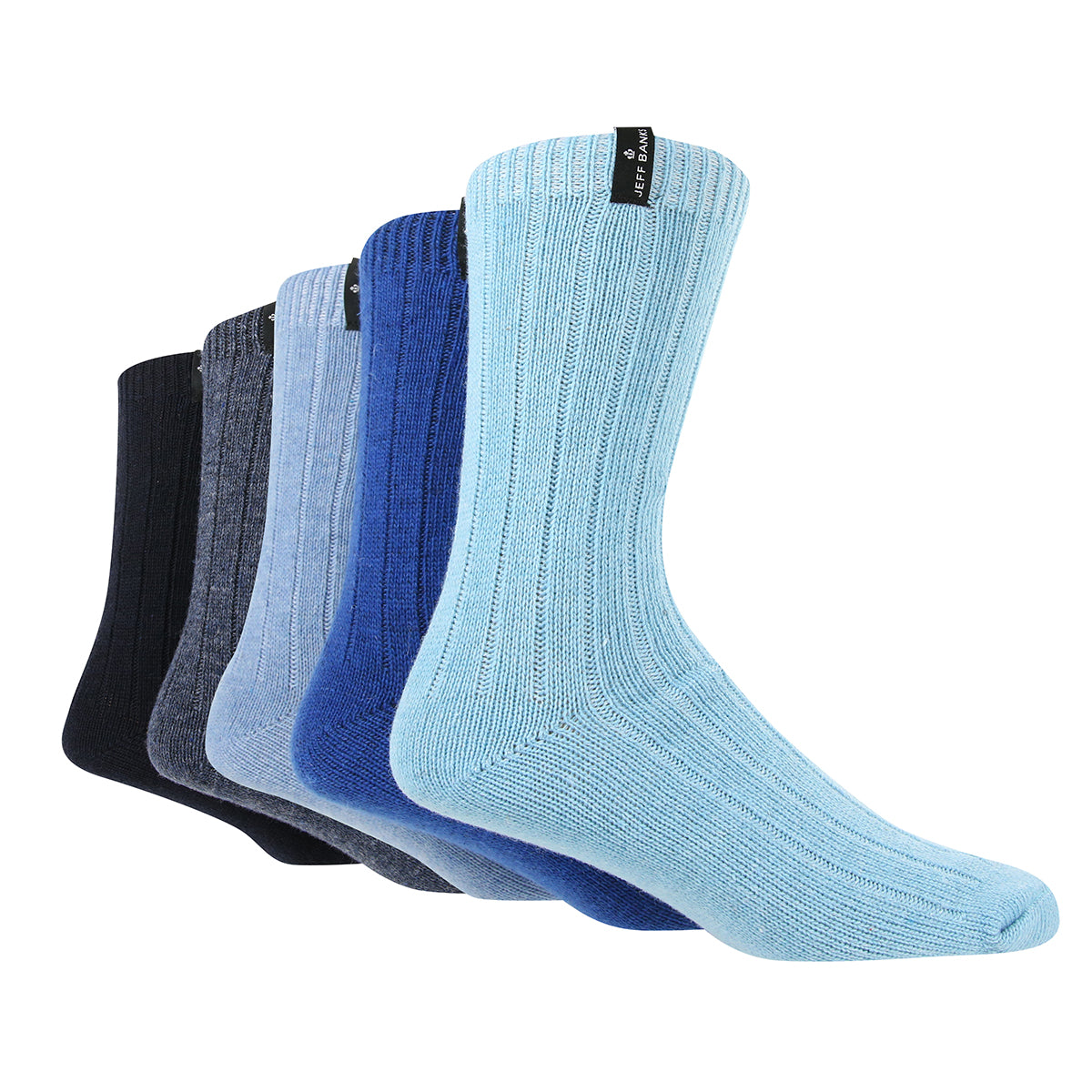 Jeff Banks 5 Pack Wool Mix Leisure Greenwich Socks - Blues