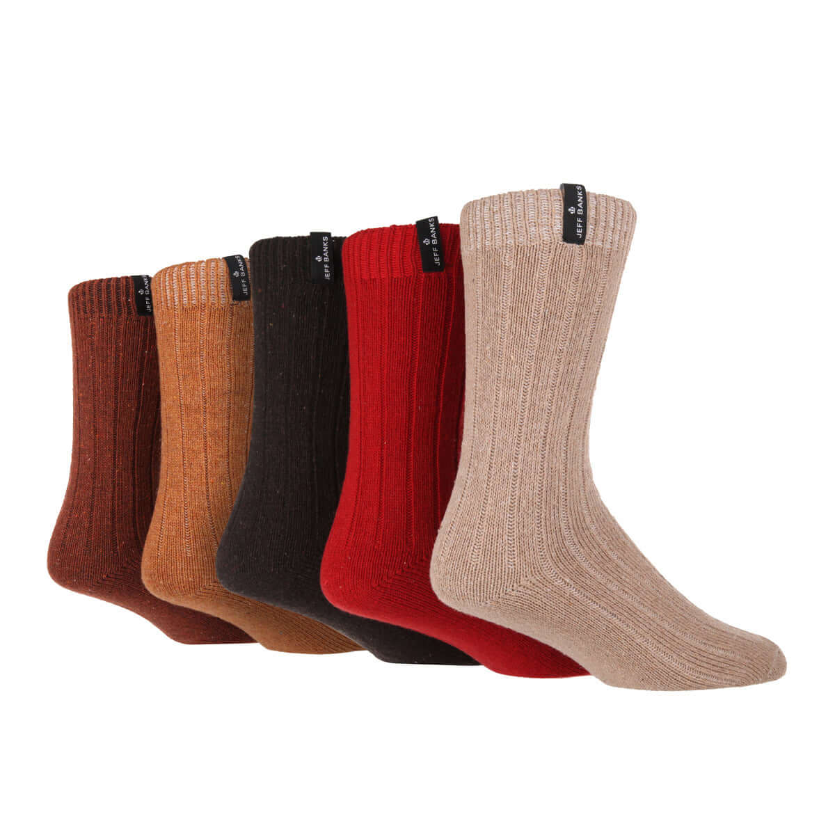 Jeff Banks Men's - 5 Pack Wool Mix Leisure Greenwich Socks - Multicolour