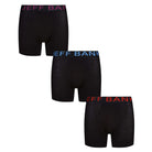 Jeff Banks Men's 3 Pack Black Bamboo Boxers - Black with Blue/Purple/Red Logo