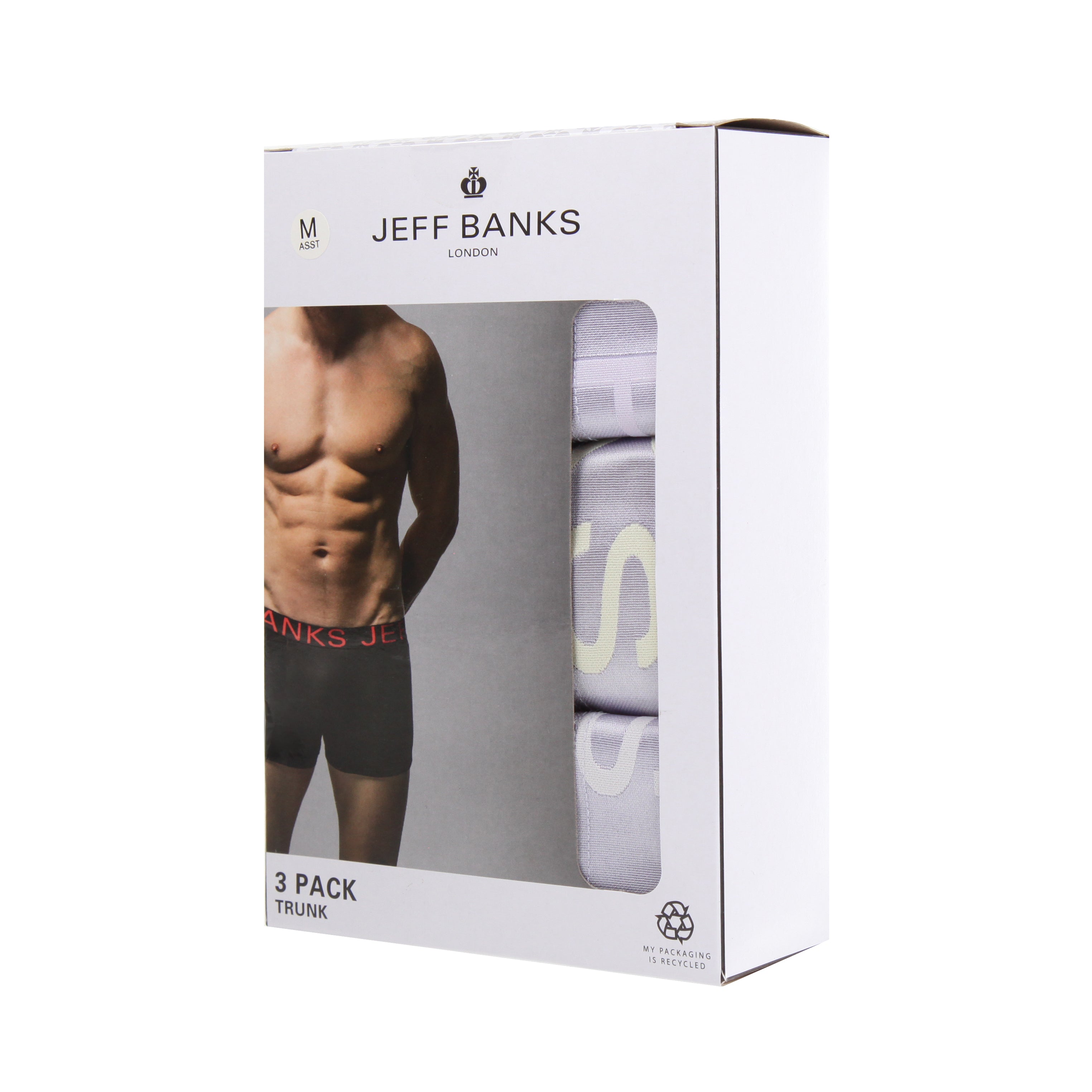 Jeff Banks Men's 3 Pack Cotton Fashion Trunks - Lillac/Yellow/Peach