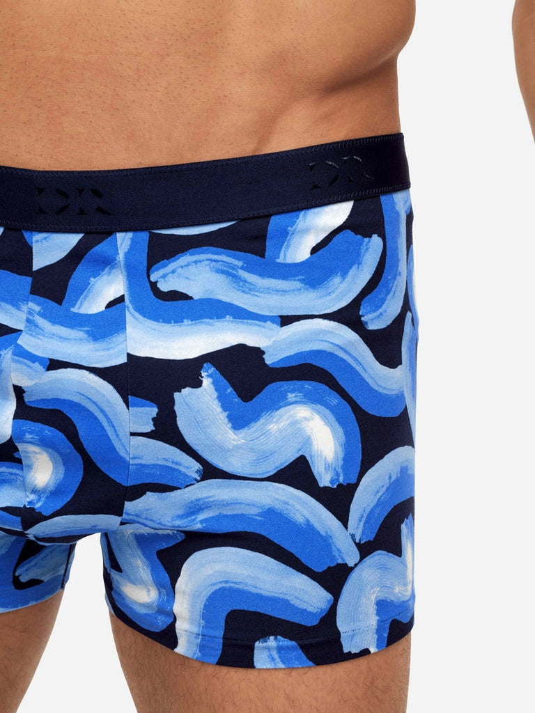 Derek Rose Men's Trunks - Navy Brushstroke Pima Cotton