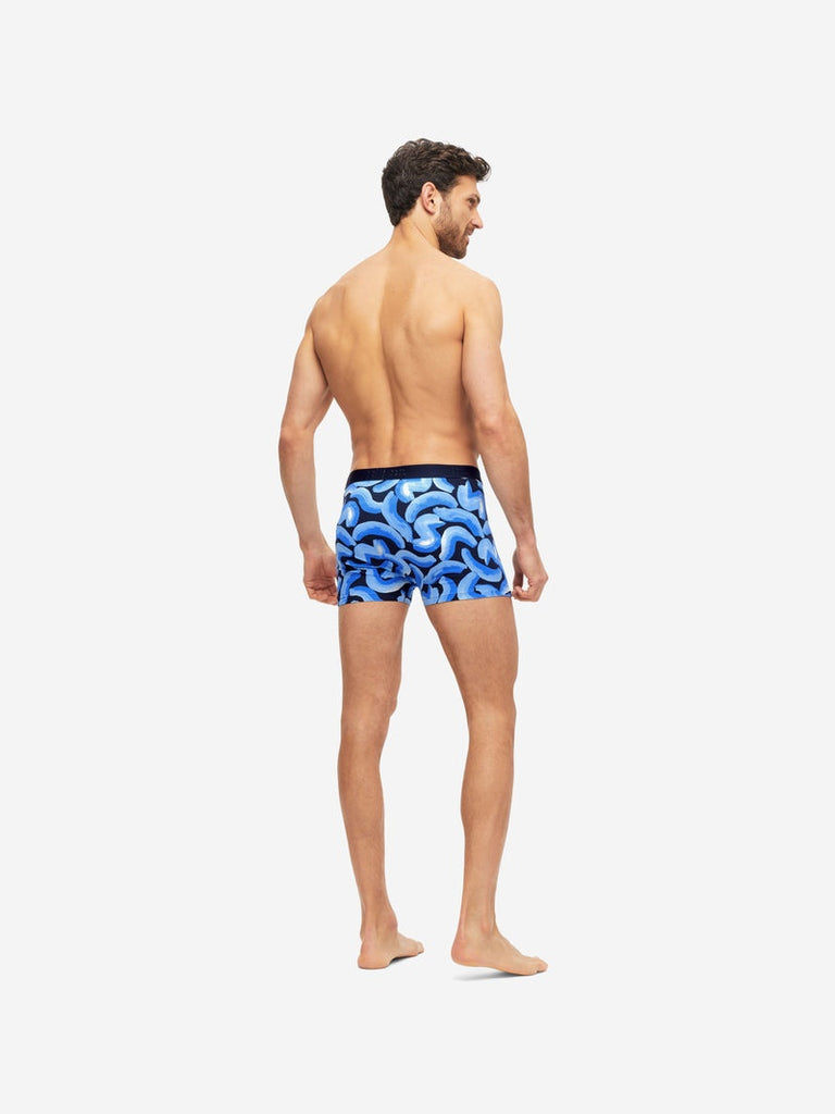 Derek Rose Men's Trunks - Navy Brushstroke Pima Cotton