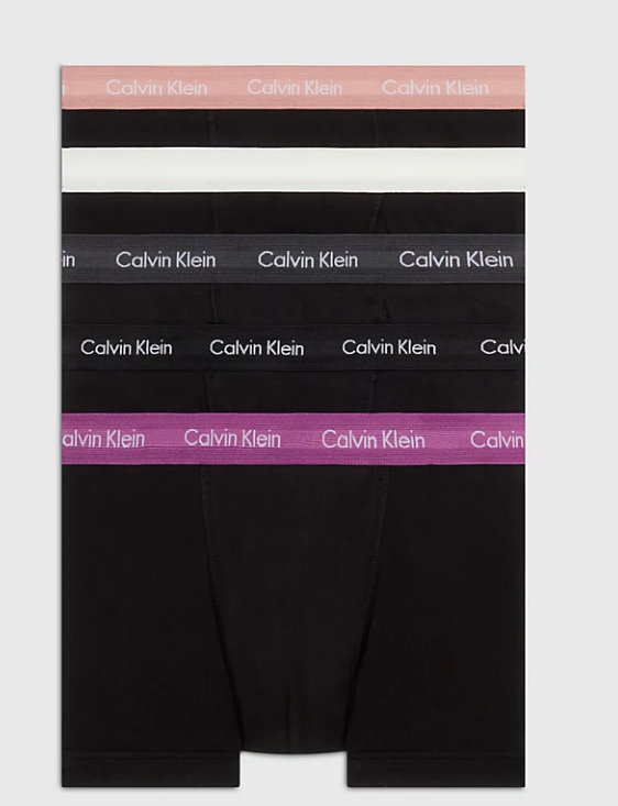 Calvin Klein 5 Pack Cotton Stretch - Normal Rise Trunks ( Black Coloured Waistband )