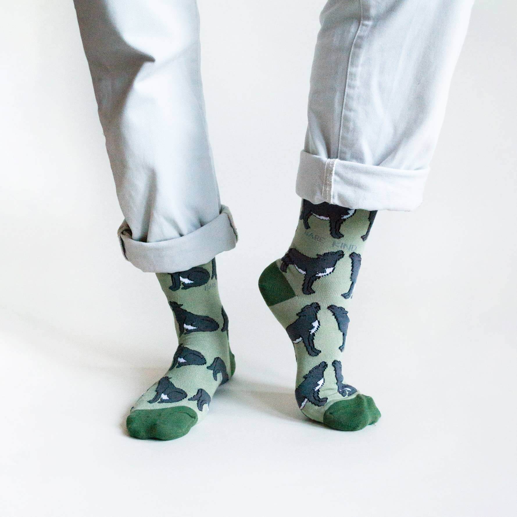 Bare Kind Socks - Save The Wolves Bamboo Socks | Light Green