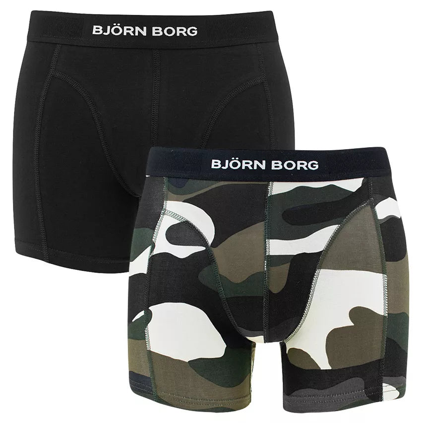 Bjorn Borg 2 Pack Premium Cotton Stretch Men s Boxers Black Camo Multi