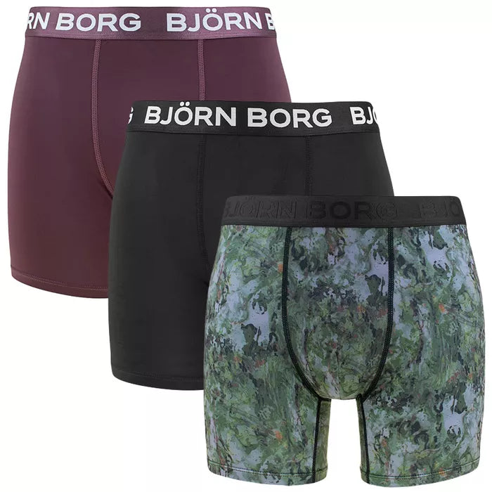 Björn Borg 3 Pack Performance Boxer - Black, Print, Red