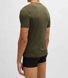 Boss 3 Pack Cotton Underwear T-Shirts With Logo Embroidered - Beige/navy/khaki