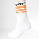 Boss 3 Pack Rib Stripe Socks - White