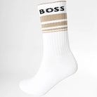 Boss 3 Pack Rib Stripe Socks - White