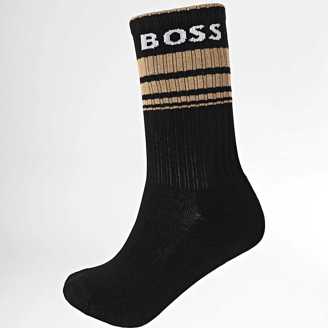 Boss 3 Pack Rib Stripe Socks - White/Black/Beige