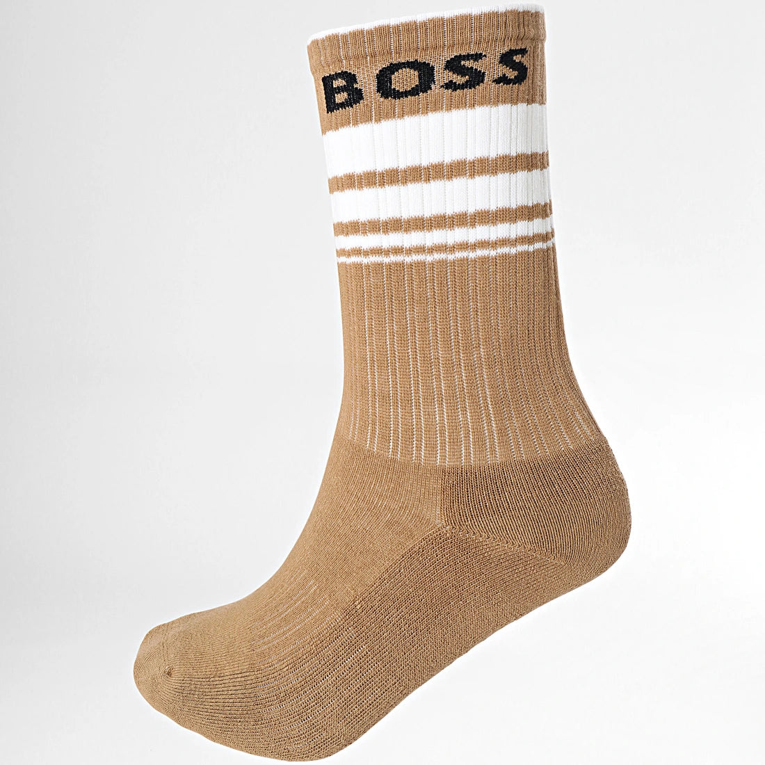 Boss 3 Pack Rib Stripe Socks - White/Black/Beige