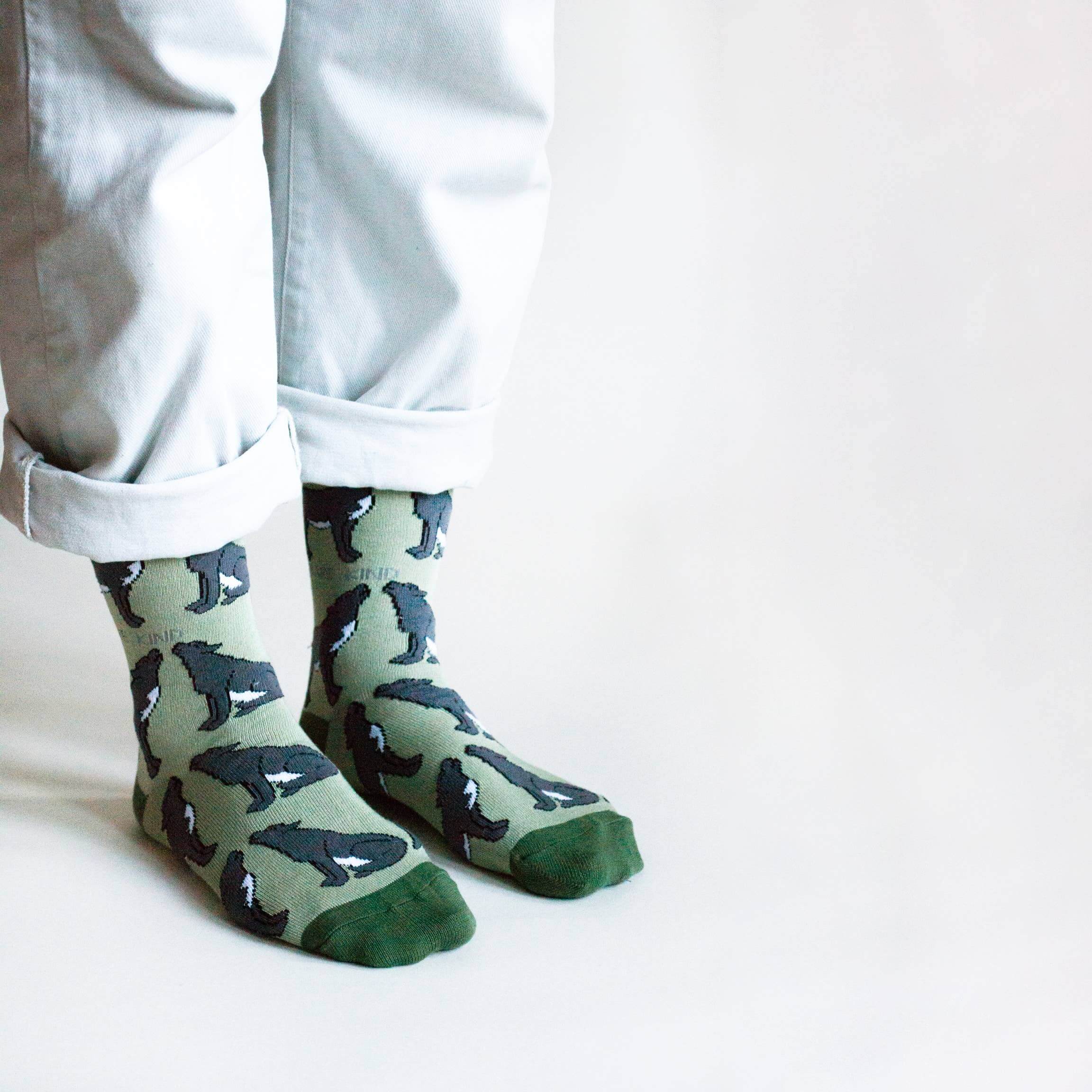 Bare Kind Socks - Save The Wolves Bamboo Socks | Light Green