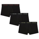 Calvin Klein 3 Pack Low Rise Cotton Stretch Trunks, Black-Rumba/White/Safari Logos