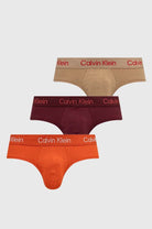 Calvin Klein 3 Pack Recycled Cotton Stretch Hip Briefs - Tigers Eye/Red