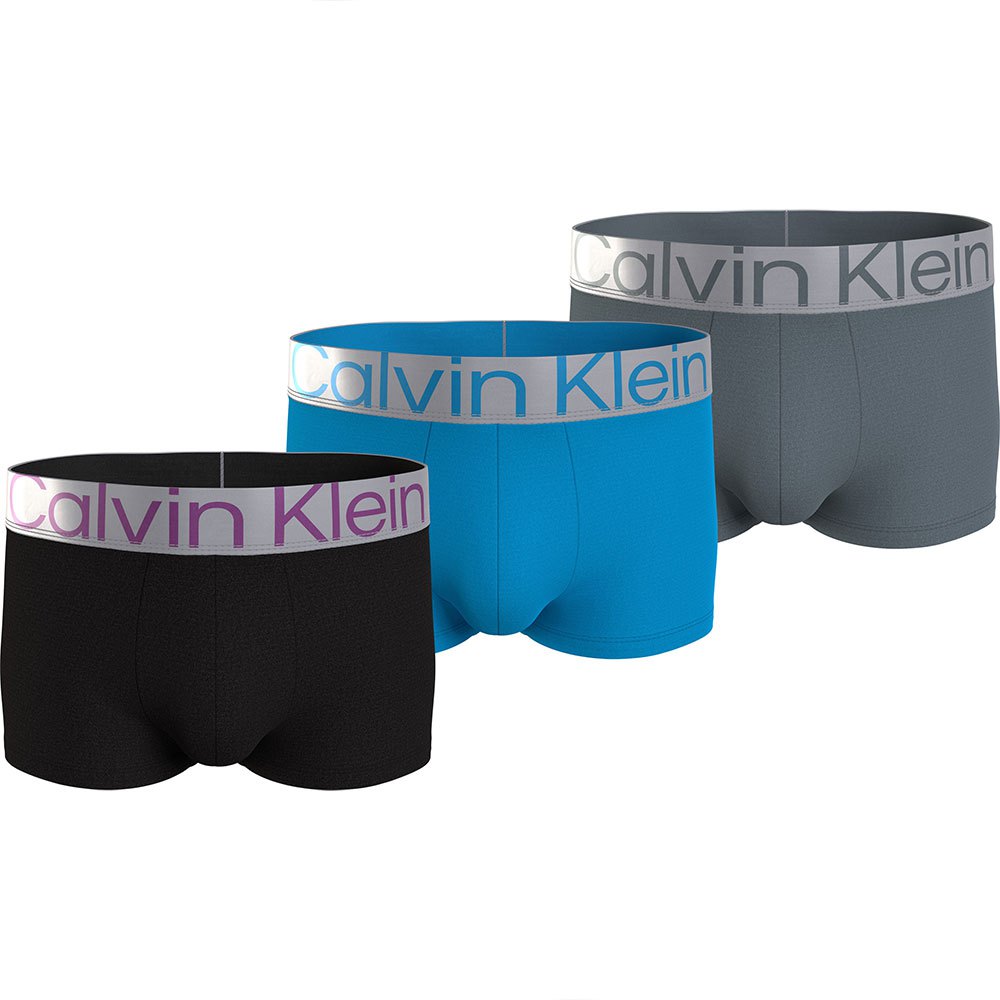 Calvin Klein 3 Pack Steel Micro Boxer Low Rise Trunks - Black/Blue/Grey