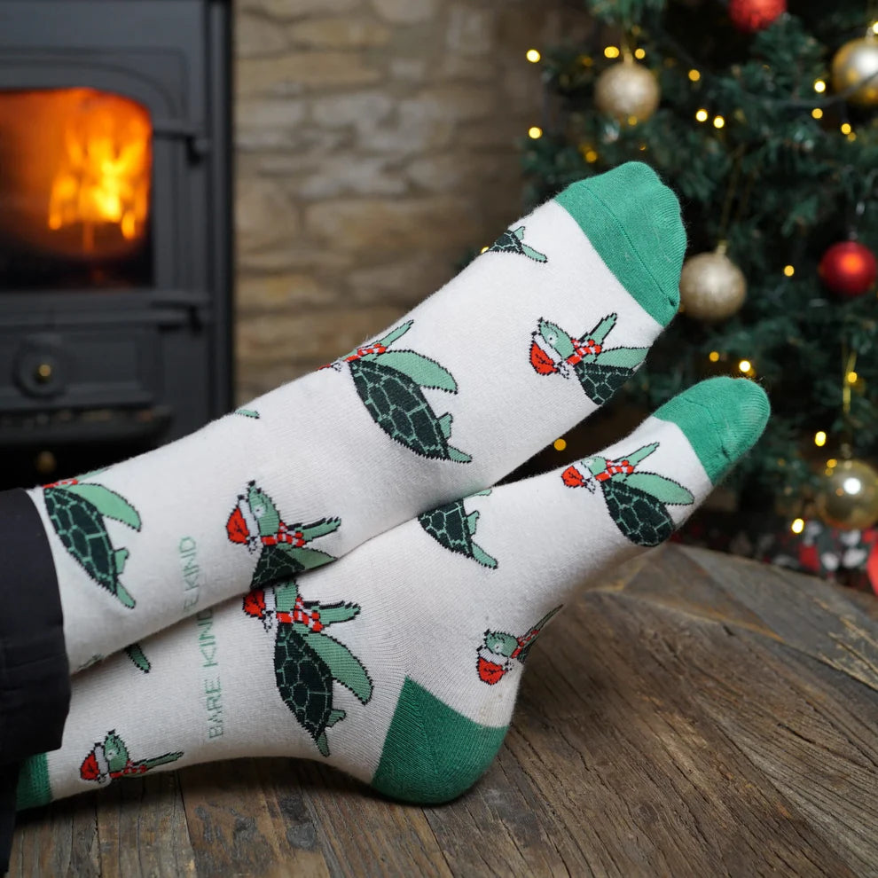 Bare Kind - Christmas Save the Turtle Bamboo Socks