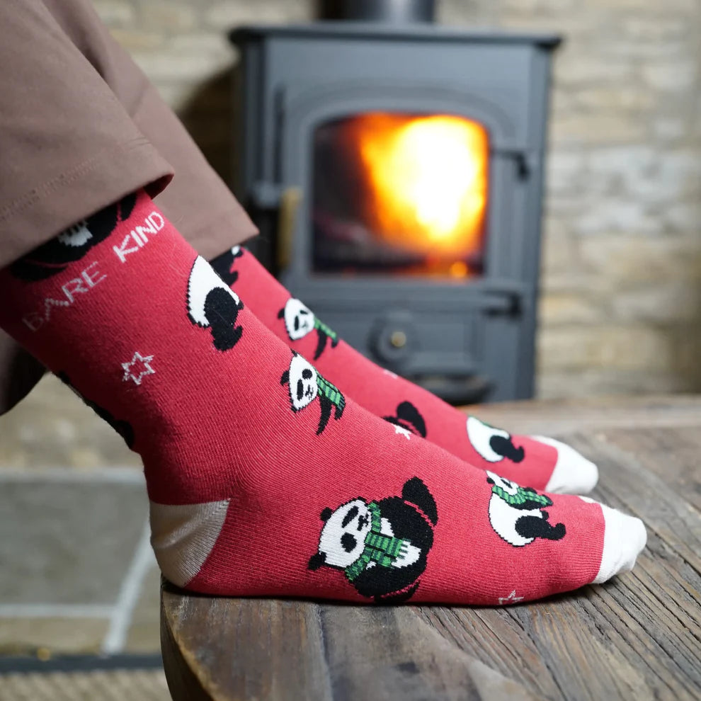 Bare Kind - Christmas Save the Pandas Bamboo Socks