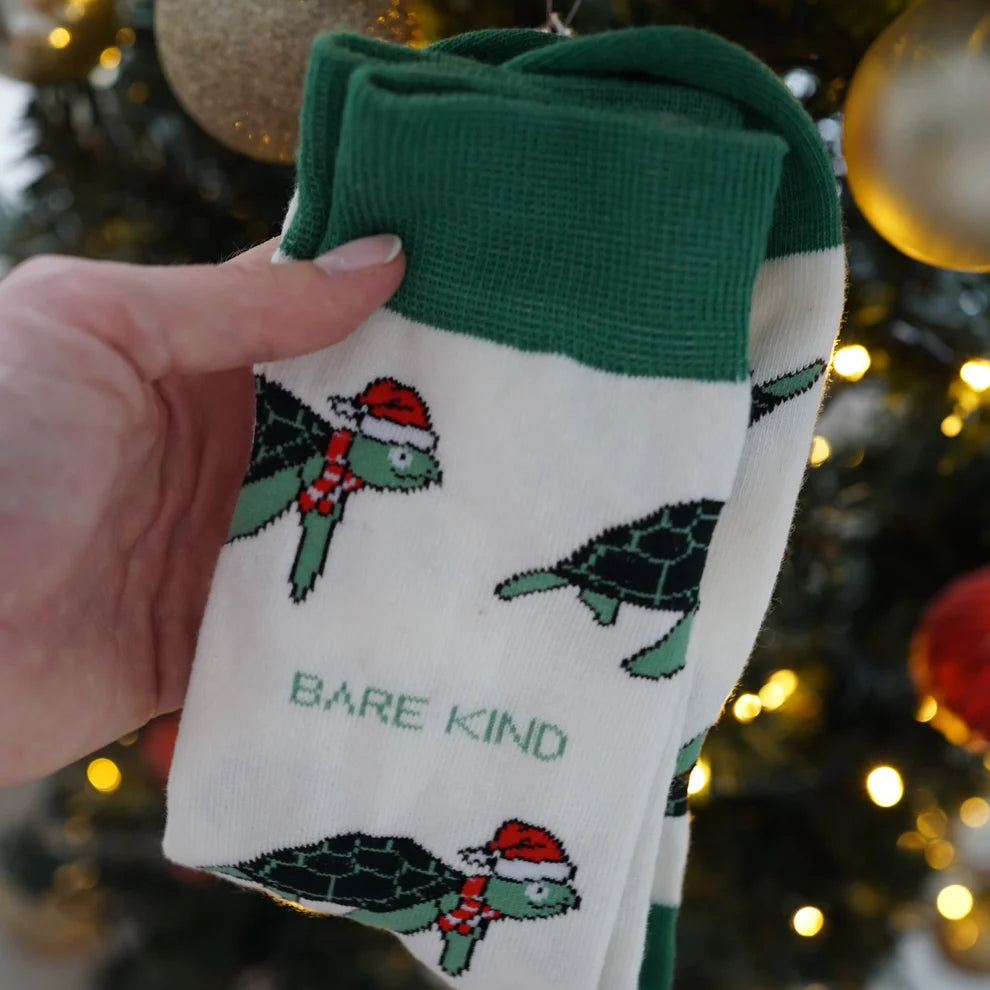 Bare Kind - Christmas Save the Turtle Bamboo Socks