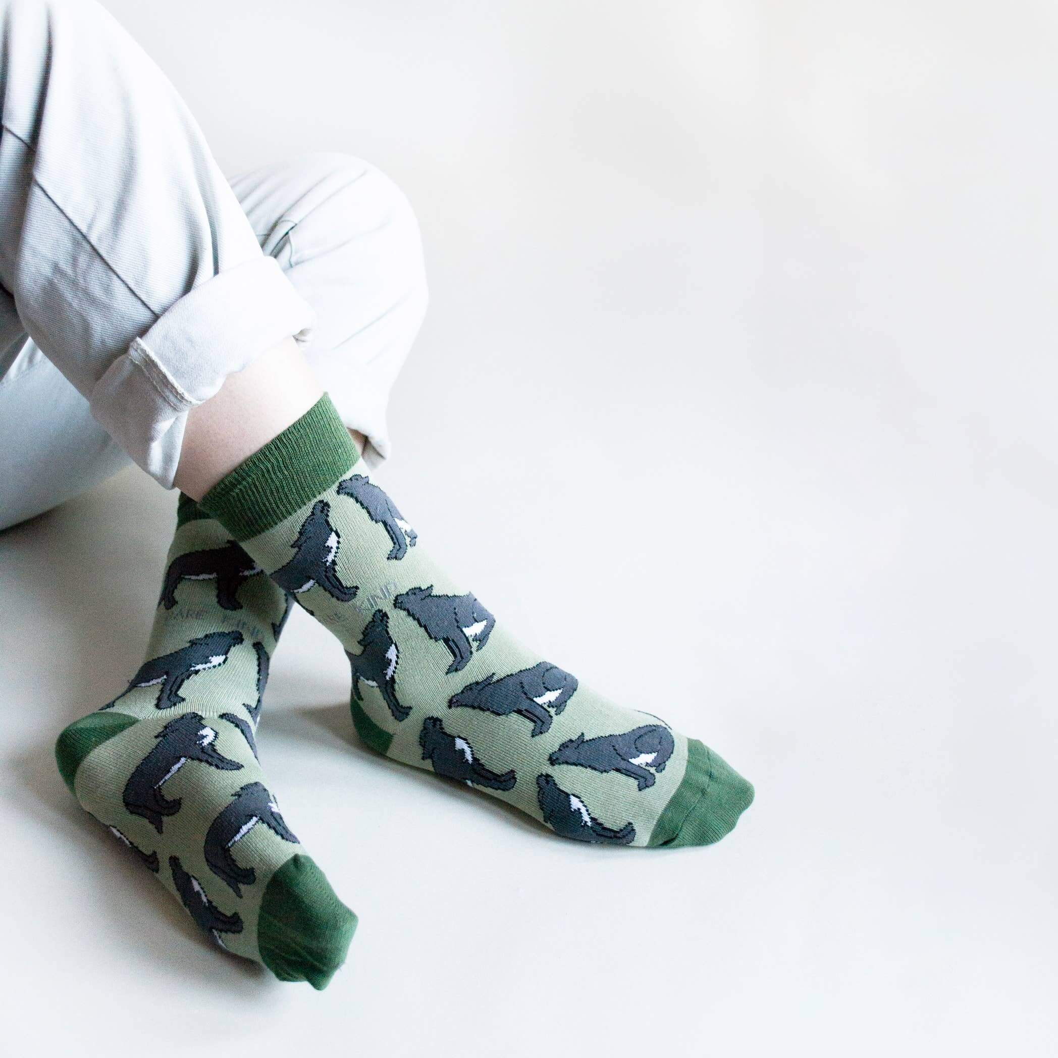 Bare Kind Socks - Save The Wolves Bamboo Socks | Light Green