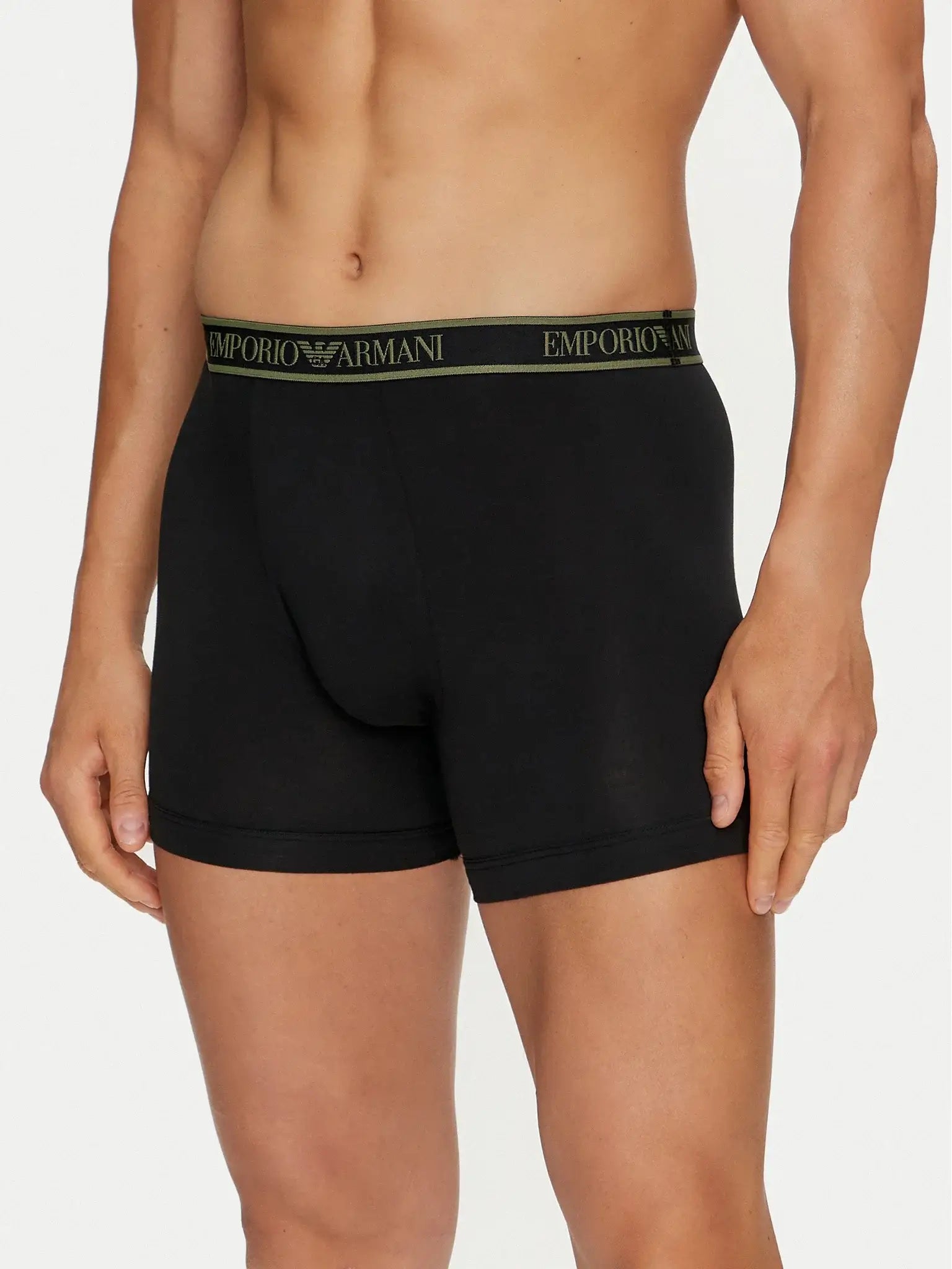 Emporio Armani 3 Pack Boxer Briefs - Black, Multi Coloured Waistbands