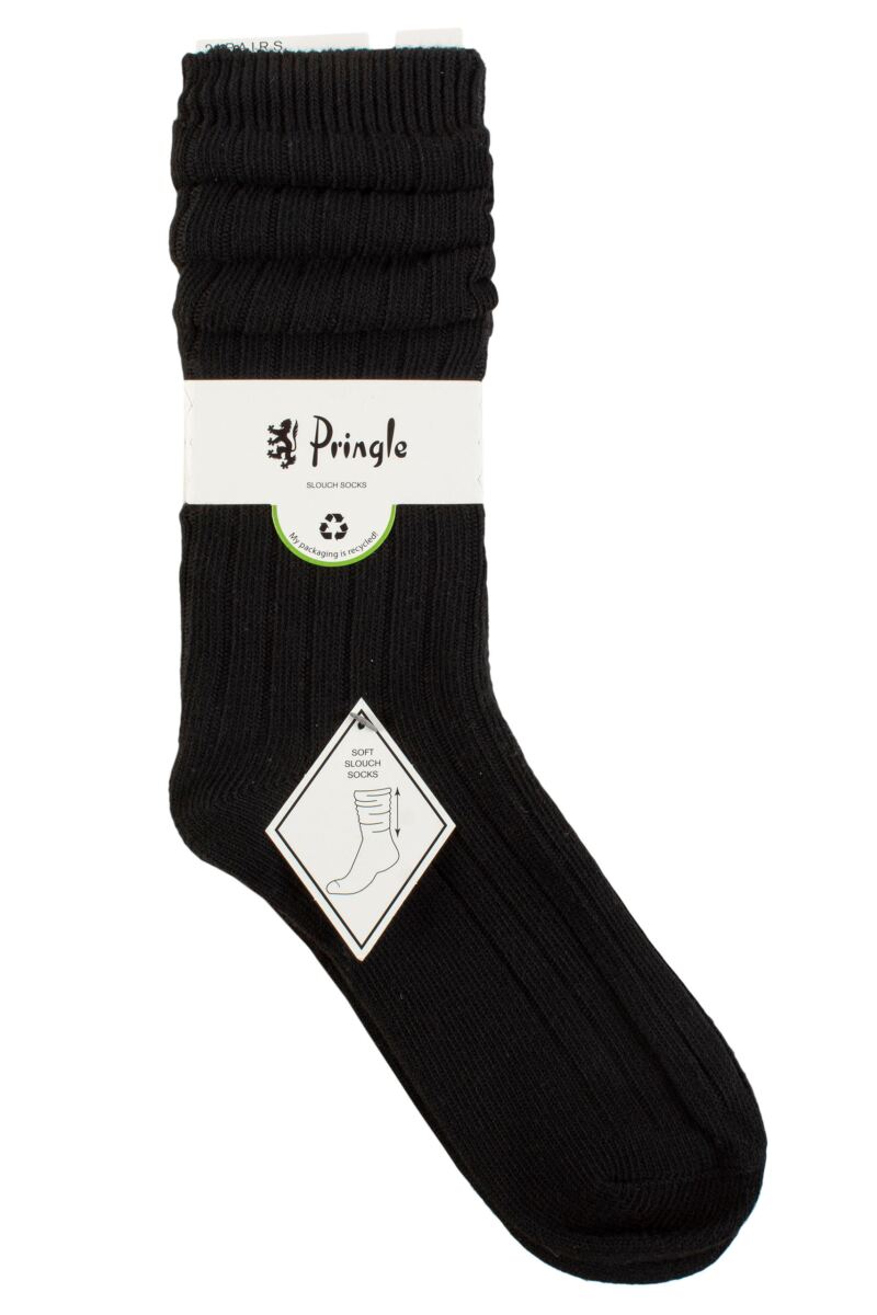 Pringle 2 Pack Ladies Super Soft Rib Knit Slouch Socks - One Size (4-8)