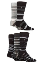 Farah Men's Bamboo Pattern 5 Pack Socks With Embroidered Leg (6-11 )