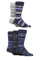 Farah Men's Bamboo Pattern 5 Pack Socks With Embroidered Leg (6-11 )