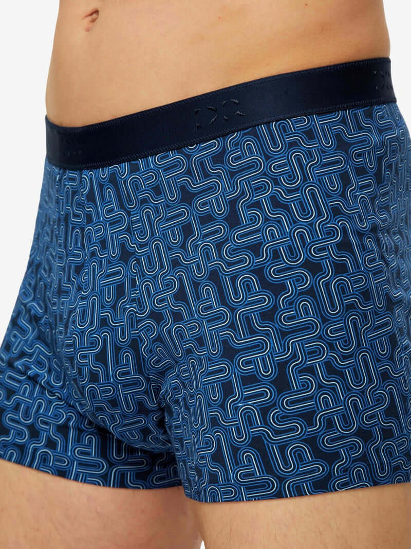 Derek Rose Men's Trunks - Navy Geometric Pima Cotton