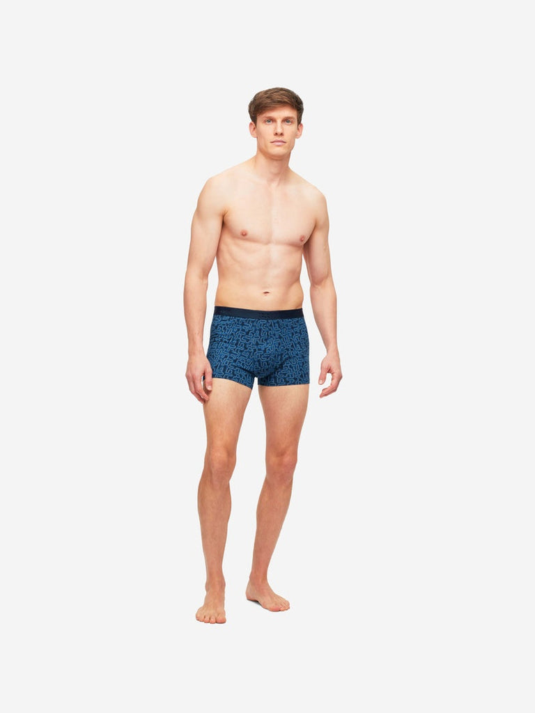 Derek Rose Men's Trunks - Navy Geometric Pima Cotton