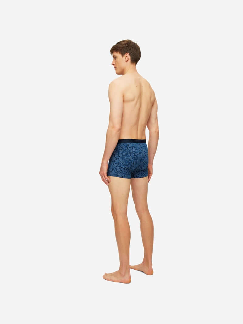 Derek Rose Men's Trunks - Navy Geometric Pima Cotton