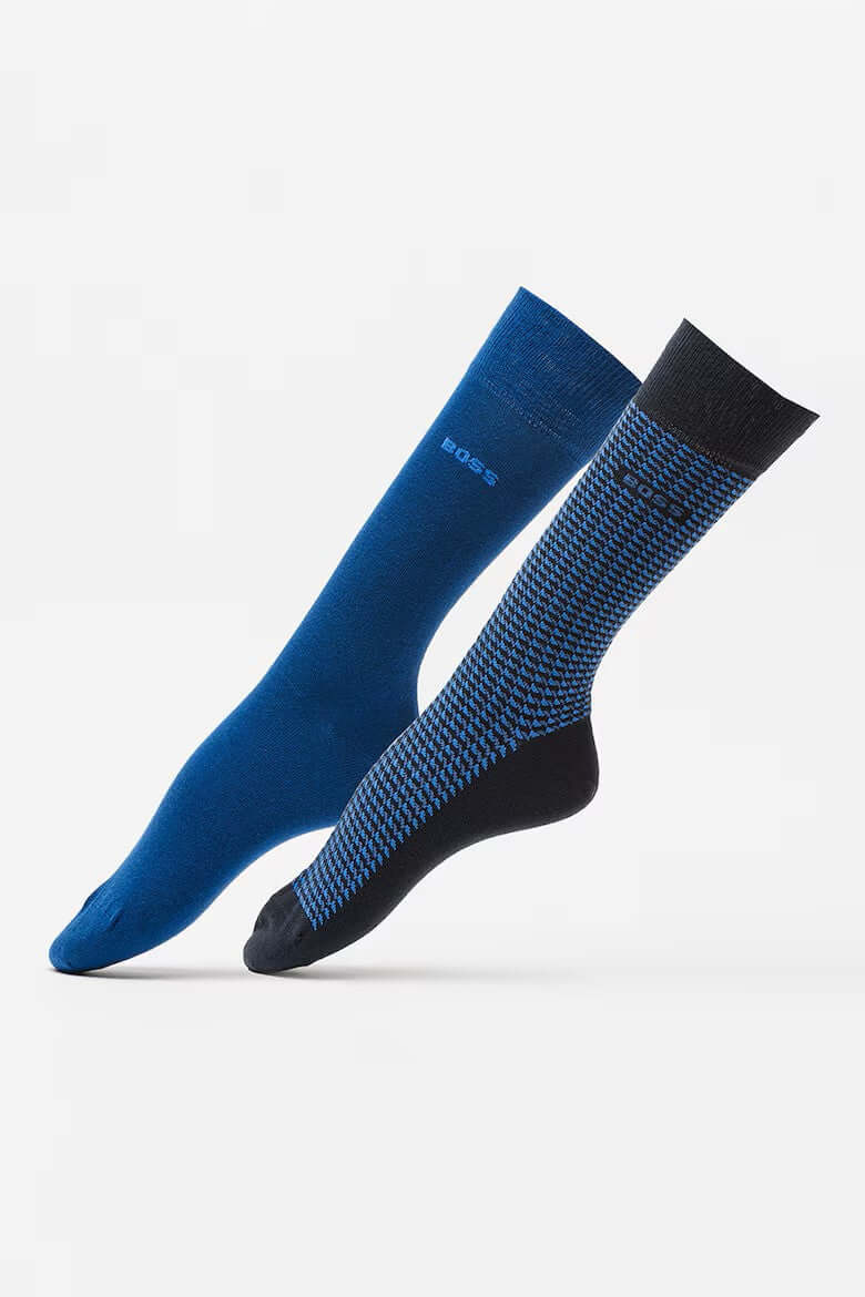 Boss 2 Pack Men's Mini Geom Blue Cotton Blend Sock