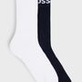 Boss 2 Pack Short Logo Cotton Blend Socks - White / Blue