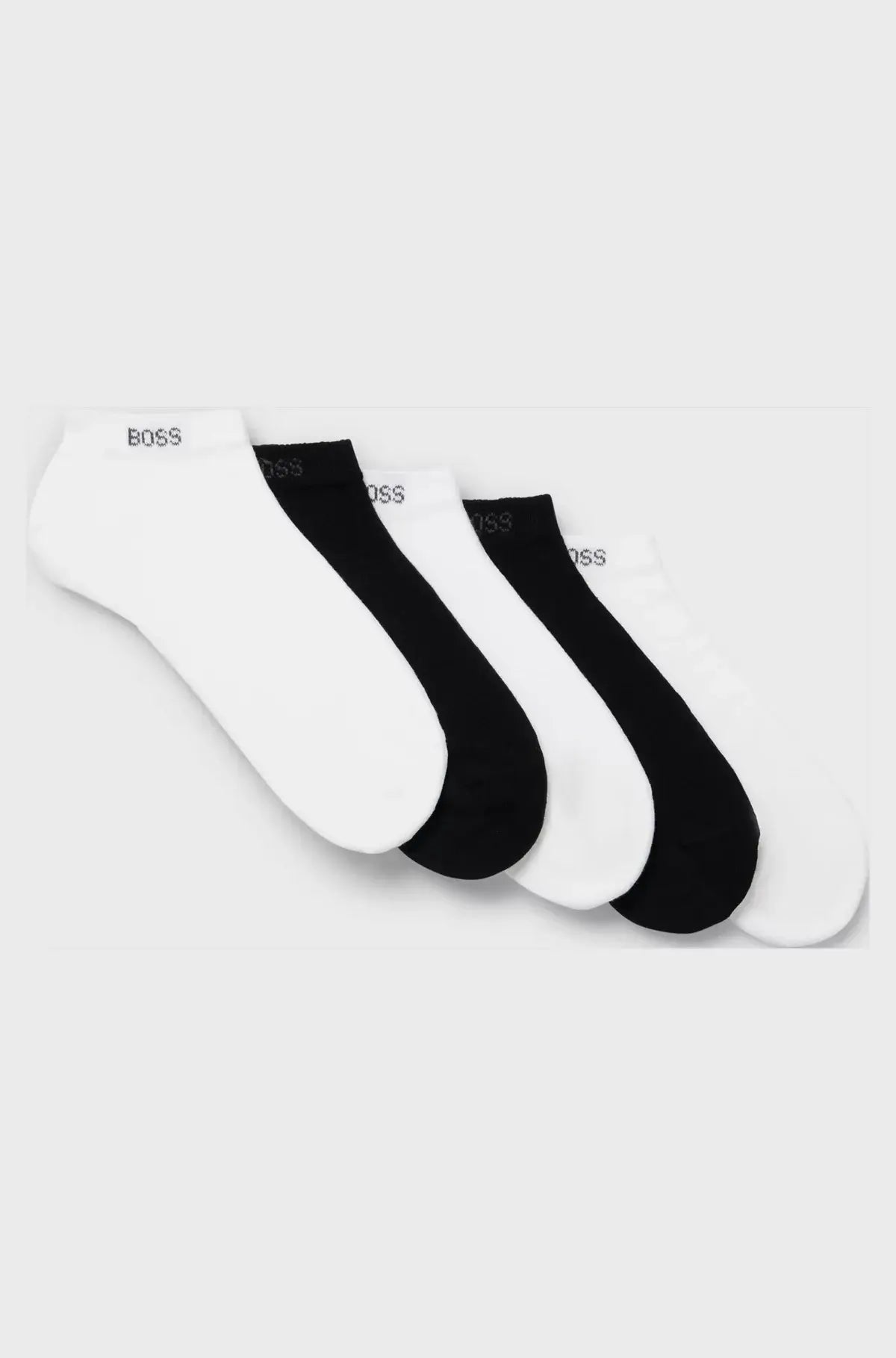 Boss 5 Pack Cotton Blend Ankle Socks - White / Black