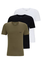 Boss 3 Pack Regular Fit Cotton T-Shirts Logo Embroidered - Green/Black/white