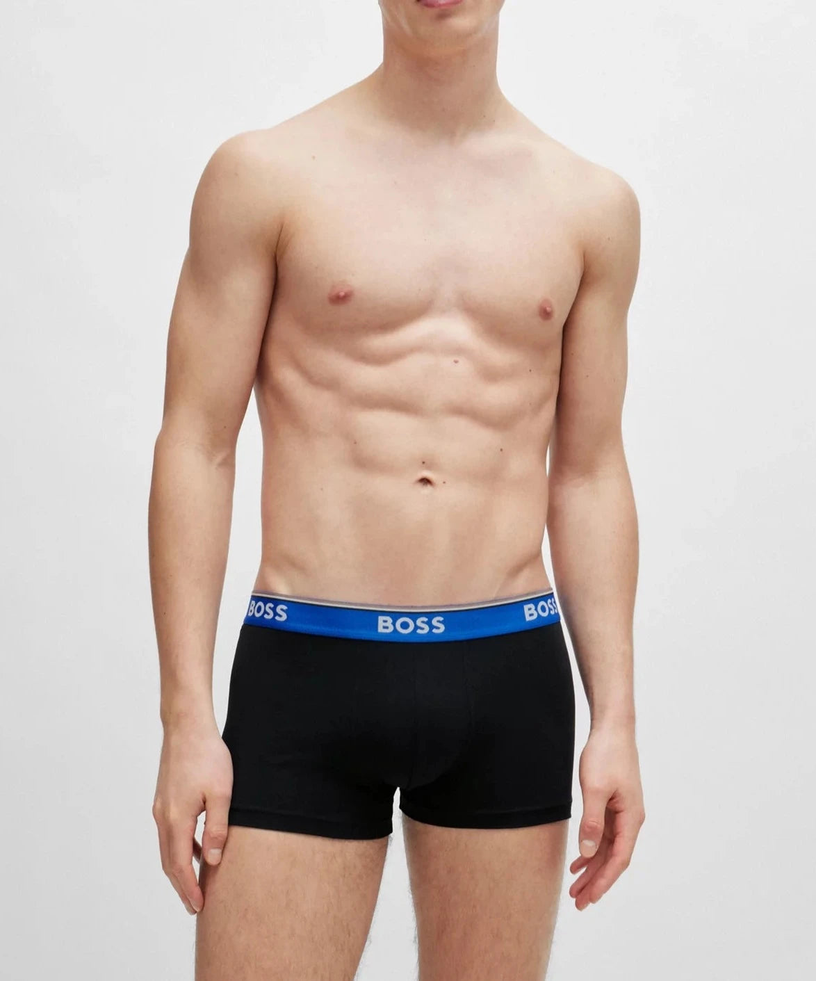 Boss 3 Pack of Stretch-Cotton Trunks - Black with Coloured Waistbands