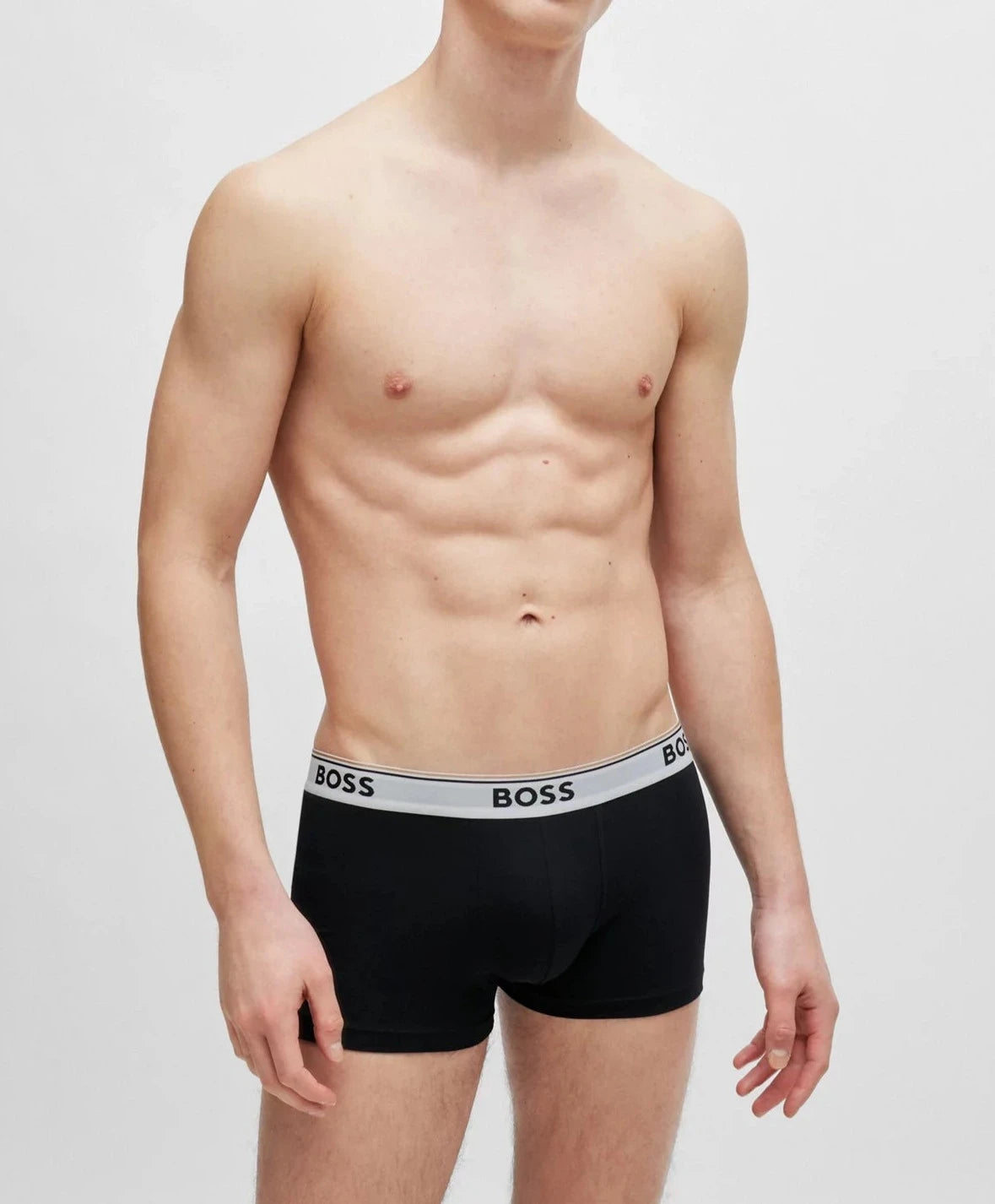 Boss 3 Pack of Stretch-Cotton Trunks - Black with Coloured Waistbands