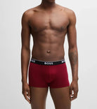 Boss 3 Pack of Stretch-Cotton Power Boxer Trunks - Red/Blue/Green