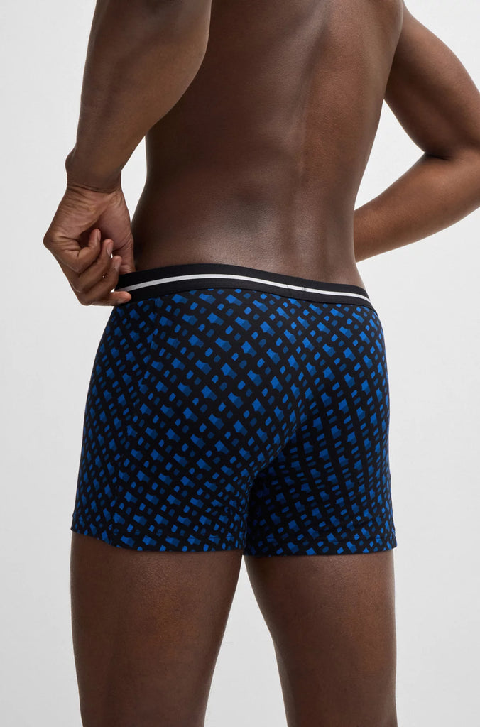 Boss Three-pack of stretch-cotton boxer briefs - Black/Blue Design