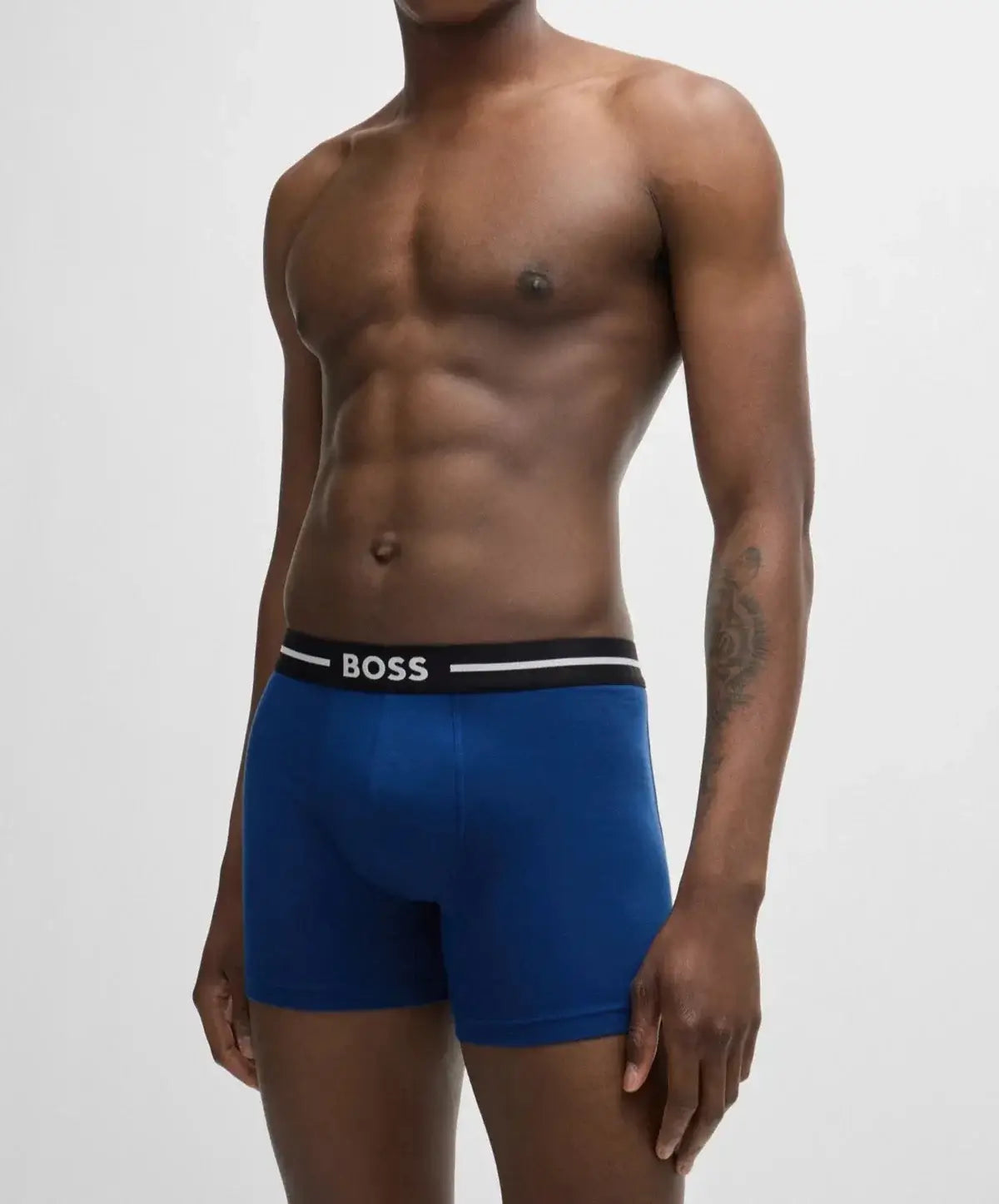 Boss Three-pack of stretch-cotton boxer briefs - Black/Blue Design